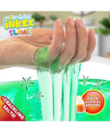 Inke Bath Slime Dino Set - 10x100g Neon Green Bathing Powder with Vitamin E & Cola Aroma - Gigantic Glibber Mucus Fun for Kids - Buy Online on SooperMarket.com