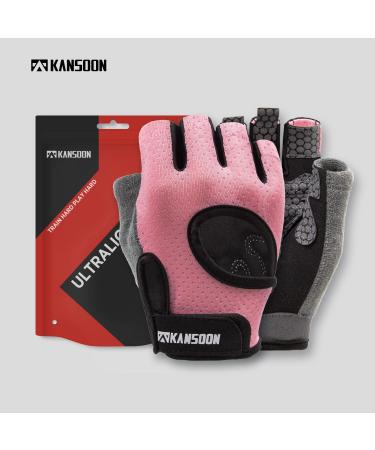 KANSOON Breathable Fingerless Workout Gloves for Women and Men - Pink Medium - Buy Online on SooperMarket.com