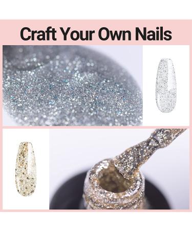 Gold & Silver Glitter Gel Nail Polish Set - UV Soak Off, Salon Quality DIY Manicure Kit - Buy Online on SooperMarket.com