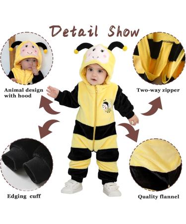 Doladola Unisex Baby Toddler Romper Jumpsuit Hooded Cartoon Sleepsuit 12-18 Months - Bee Design - Buy Online on SooperMarket.com