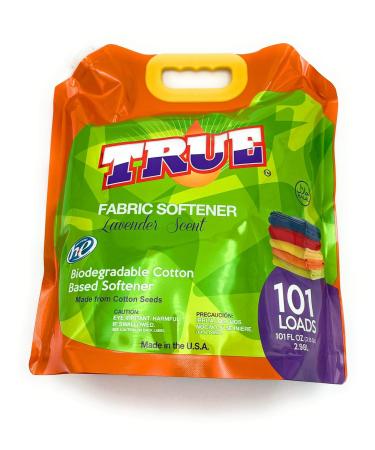 True Detergent Plant Based Fabric Softener - 101 Total Loads - Fabric Softener for Sensitive Skin - Made from Cotton Seeds - Concentrated Formula - Made in USA & Halal - Lavender Scent 101 Fl oz