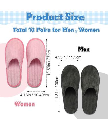 10 Pairs Disposable Home Slippers for Guests - Soft Washable Cotton Linen Spa Slippers Non-Slip & Breathable for Indoor Travel & Parties (Pink Gray - Buy Online on SooperMarket.com