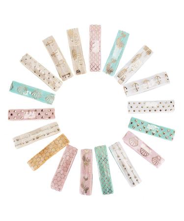 GORGECRAFT 18 Yards Printed Glitter Fold Over Elastic Ribbon 5/8 Grab Bag Headband Elastic Ribbon Trim for Hair Ties DIY Sewing Crafts 18 Styles Ocean Theme