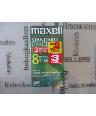 Maxell 213030 Standard Grade VHS Videotape Cassette, T160, 3/Pack