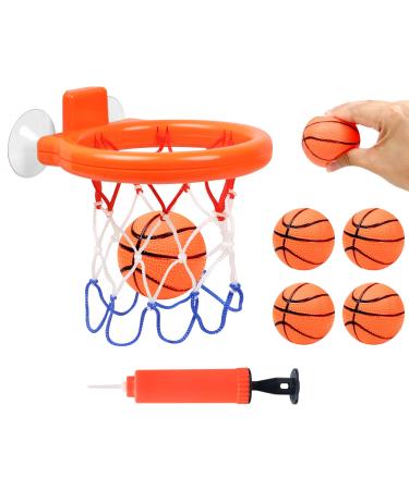 Vicloon Mini basketball basket with 2 suction cups 5 bouncy balls and air pump bathroom basketball basket water toys children toys mini basketball basket set for living room/bathroom/bedroom ... Elastic style