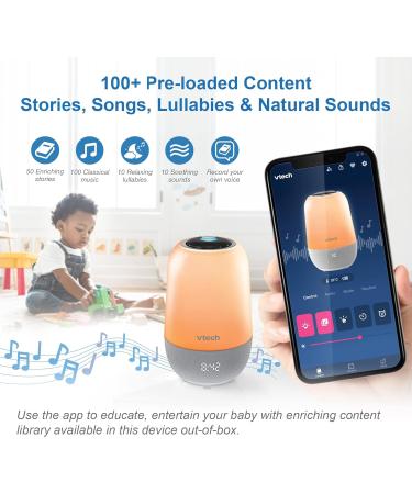VTech BC8313 V-Hush Pro Soothing Sleep Trainer | Bluetooth Speaker with Night Light Projector & Voice Recording | Multi-Colour Nightlight | White, One Size - Buy Online on SooperMarket.com