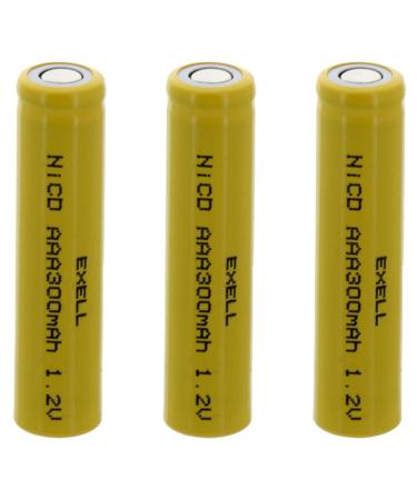 3x Exell AAA 1.2V 300mAh NiCD Flat Top Rechargeable Batteries for high power static applications (Telecoms UPS and Smart grid) electric mopeds meters radios RC devices electric tools