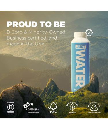 JUST Water - 100% Spring Water | Naturally Alkaline 8.0 pH | Plant-Based & BPA Free | Sustainable & Fully Recyclable Boxed Water Bottle - Eco-Friendly | 1L / 33.8 Fl Oz (Pack of 6) - Buy Online on SooperMarket.com