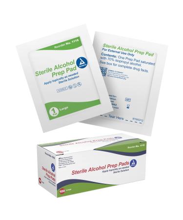 Dynarex Alcohol Prep Pads  Medical-Grade and Non-Woven Prep Pads  Saturated with 70% Isopropyl Alcohol  Rapid-Acting Antiseptic Wipes  1-Ply  Large  1 Case of 100 Alcohol Prep Pads 100 Count (Pack of 1)