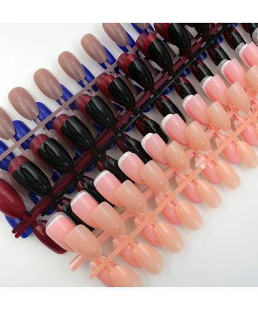 240pc Glossy Colored Ballerina False Nails Full Cover Acrylic Tips - 10 Sizes (Short Coffin) - Buy Online on SooperMarket.com