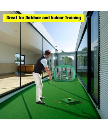 Pop Up Golf Chipping Net with 15 Training Balls and 2 Hitting Mats - Indoor/Outdoor Collapsible Portable Golfing Target for Backyard Driving and Swing - Buy Online on SooperMarket.com