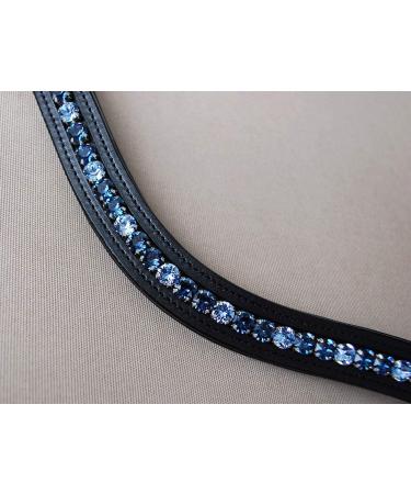 Gl cksHucke Curved Browband for Horses - Deep Blue Leather for Warmbloods Softly Padded Dark Brown - Buy Online on SooperMarket.com