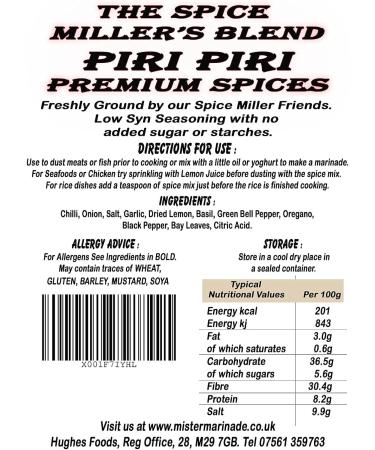 Spice Miller's Blend Piri Piri 100g - Premium Artisan Spice Mix - Syn Free & Low Syn Seasonings - Buy Online on SooperMarket.com