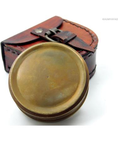KHUMYAYAD Brass Pocket Compass - Antique Handmade Compass with Leather Case | Fully Functional & Stylish Travel Accessory - Buy Online on SooperMarket.com