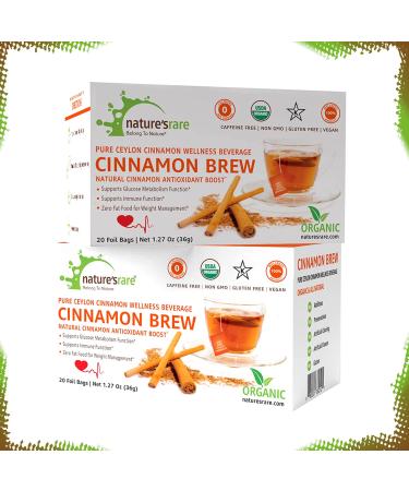 Pure Ceylon Cinnamon Brew - 100% Organic Ceylon Cinnamon Tea (40 Sachets - pack of 2 – 20 COUNT PER BOX)