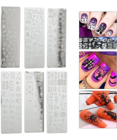 Christmas Nail Art Stamping Plates - 6-Piece Santa Reindeer & Snowflake DIY Manicure Templates for Winter Vacation - Buy Online on SooperMarket.com