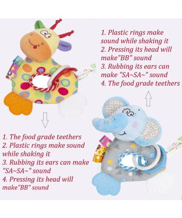 Baby Rattles and Teething Toys for Newborns - Elephant Baby Rattle with Teether (4PCS) - Buy Online on SooperMarket.com