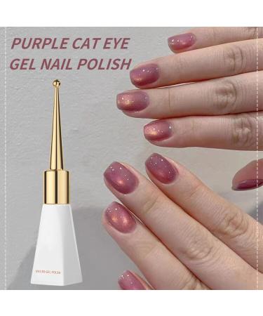 Purple Glitter Gel Nail Polish Cat-Eye Gel Nail Polish Magnet Glitter Crystal Snowlight Gel Soak off UV Gel Nail Varnish 3D Sparkling Reflective Nail Polish for Nail Art - Buy Online on SooperMarket.com