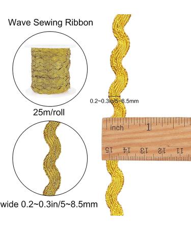 GORGECRAFT Glitter Gold RIC Rac Trim Ribbon - 27yd/25m Roll - 5mm Wave Sewing Bending Fringe Trim - Ideal for Flower Making and Wedding Party Decor - Buy Online on SooperMarket.com