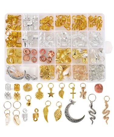 241 Pcs Dreadlock Hair Jewelry for Braids  Metal Loc Jewelry for Hair Braids Rings Cuffs Coils Beads Dreadlocks Accessories  Hair Jewelry for Black Women Braids Decorations