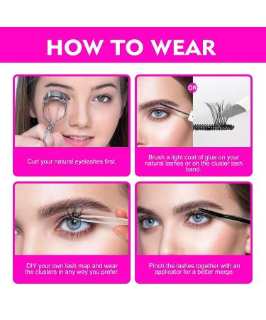 Caelymine D Curl Lash Extension Clusters - 72pcs Natural Look 10-16mm MIX (HD17) - Buy Online on SooperMarket.com