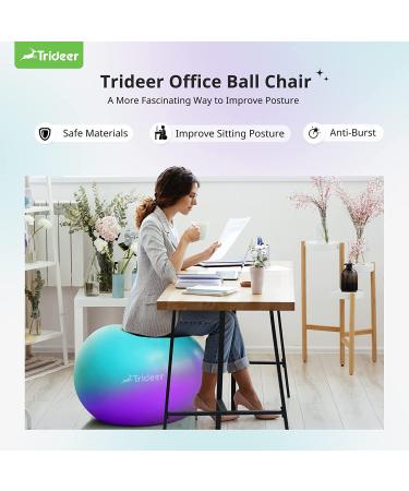 Trideer Dreamy Exercise Ball 65cm - Yoga Ball for Home Gym, Desk Chair - Fitness & Physical Therapy - Quick Pump Included - Buy Online on SooperMarket.com