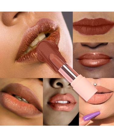 4Pcs Semi-Matte Nude Lipstick Set - Long Lasting Waterproof & Pigmented Velvet Finish for Women | Ideal Neutral Lip Makeup - Buy Online on SooperMarket.com