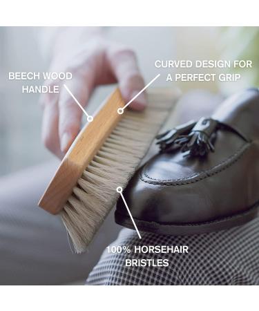 Stone and Clark Premium Beige Horse Hair Shoe Brush - Expertly Polish Leather with 100% Horse Hair Bristles - Concaved Beech Wood Handle for Perfection - Buy Online on SooperMarket.com