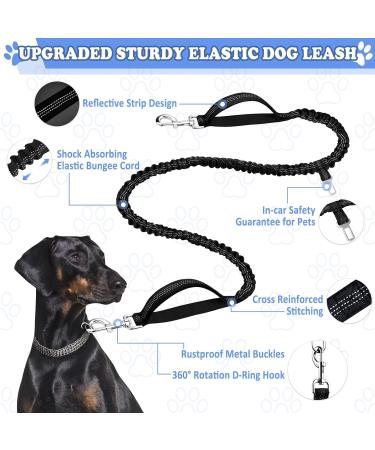 Vobuke Jogging Leash for Dogs - Shock Absorption Adjustable Reflective Belly Belt Car Safety Carabiner - Ideal for Small & Medium Dogs Up to 177lbs - Blue - Buy Online on SooperMarket.com