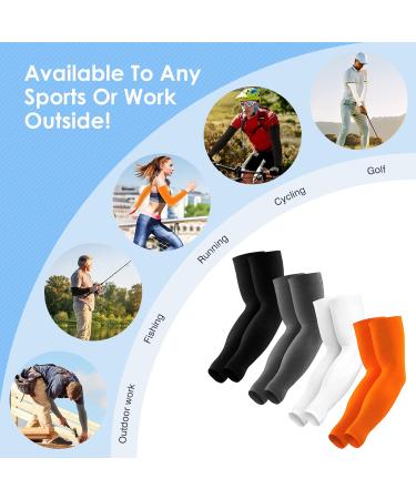 Feugoant Compression Arm Cups for Men & Women - UV Protection Cooling Sports Sleeves (4 Pairs) - Black White Gray Orange - Laundry Bag Included - Buy Online on SooperMarket.com