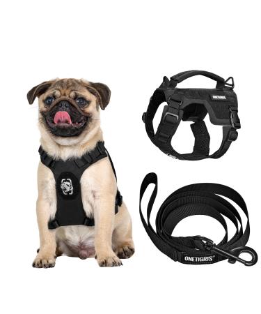 Oneigris dog harness and leash set Mini Trooper puppy dishes with control handle for extra small/small medium -sized dogs black XS XS black
