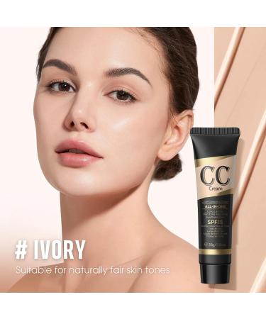 CC Cream Color Correction Cream with SPF 15+ All-In-One Full Coverage Foundation Concealer Full Coverage Anti-Redness Skin Tone Adjusting Sun Protection Natural Glowy Makeup Ivory 30g 40.00 ml (Pack of 1) Ivory White - Buy Online on SooperMarket.com