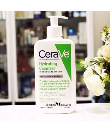 CeraVe Hydrating Facial Cleanser 12 fl oz - Gentle Moisturizing Cleanser for All Skin Types - Buy Online on SooperMarket.com