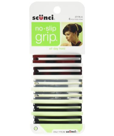 Scunci No-Slip Grip Open Center Stay Tight Barrettes 6 Count