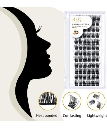 72 D-Curl Cluster Lashes B35 - Soft and Fluffy DIY Eyelash Extensions | 12mm Individual Natural Clusters - Buy Online on SooperMarket.com