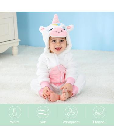 COOKY.D Baby Hooded Rompers | Winter Flannel Jumpsuit Pajamas | 18-24 Months | White - Buy Online on SooperMarket.com