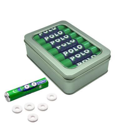 Polo Mints Original Sweets - 12 Small Tubes (24.5g) - Bundle with TinTastic Silver Window Lid Refillable Tin
