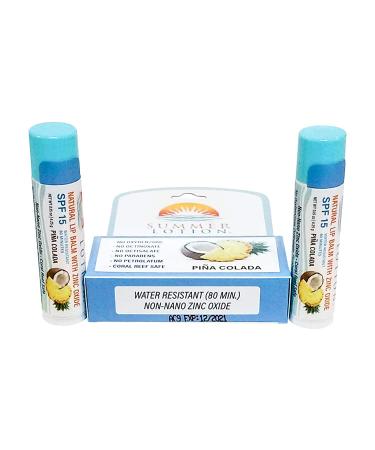 Summer Lotion SPF 15 Lip Sunscreen 2-Pack - Pina Colada Flavor - Water Resistant Chapstick with Zinc Oxide - SPF Lip Protection - Buy Online on SooperMarket.com