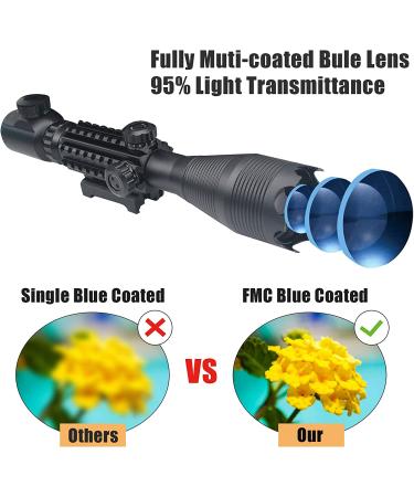 UUQ 4-16x50 Tactical Rifle Scope with Red/Green Illuminated Range Finder Reticle, Laser Sight, and Holographic Reflex Dot - Red Laser - Buy Online on SooperMarket.com
