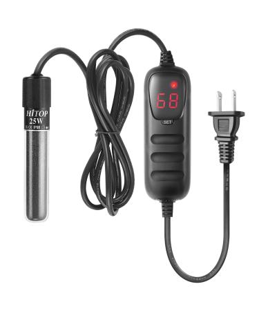 HITOP Mini Submersible Aquarium Heater - 25W 50W 100W 200W 300W Small Heater for Fish Tank 1-75 Gallon with LED Display (1-6Gal) 25W