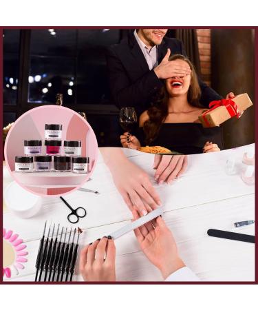 Nail Dip Powder Starter Set - 8 Colors (Clear White Pink) with Base Top Coat Activator & Brush for DIY & Salon Nail Art - Buy Online on SooperMarket.com