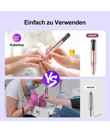 Buy Coslus Wireless Portable Nail Miller - 11 in 1 Professional Manicure & Pedicure Set for Gel & Acrylic Nails - Light Gold Finish - International Shipping Available - Buy Online on SooperMarket.com