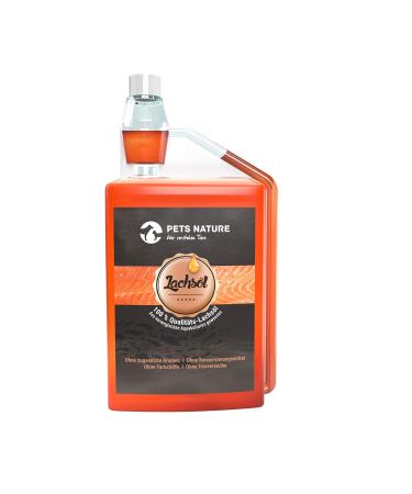 Pets Nature salmon oil for dogs and cats - 1 liter of pure premium fish oil with omega 3 and 6 for your dog cat and horse 1000 ml 1 liter salmon oil