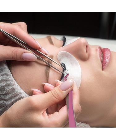 Eyelash Applicator Tool - 2 in 1 Double Ended Lash Tweezers with Comb, Curved Nipper - Pink - Buy Online on SooperMarket.com