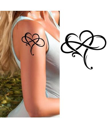 Tattoo Design 6 Sheets Temporary Tattoos for Women Adults Big Heart with Infinity Symbol Sign of Eternal Infinite Love Temporary tattoo for Men for Woman Neck Arm