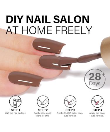 AILLSA Brown Gel Nail Polish 15 ML - Coco Color Dark Brown Varnish for Salon & Home Use - Buy Online on SooperMarket.com