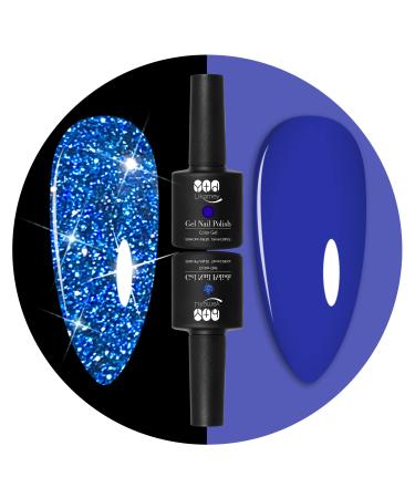 YTD Likomey Gel Nail Polish Set,Reflective Glitter Sapphire Blue and Pure Klein Blue Fashion Color Gold Combination Kit,Super Sparkly Flash Diamond Disco DJ UV Nail Gel Polish,2 Pcs 7.5ml 2 Pcs Set 5