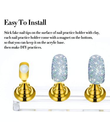 4 Set Nail Tips Holders - Magnetic Acrylic Practice Stands for Manicure & 126 Reusable Sticky Clay Adhesive Putty (Gold Silver Black White) - International Shipping Available - Buy Online on SooperMarket.com