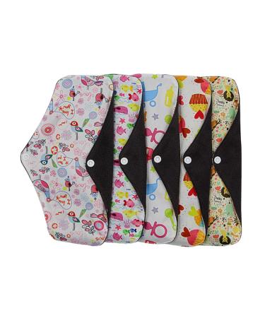 KALLORY 5pcs Cloth Period Pads Reusable Panty Liners Mama Cloth Pads Cloth Menstrual Pads Mama Pads Portable Towel Breathable Napkin Warp Pad Mother Reusable Cloth Pads Random Color 1 Count (Pack of 1)