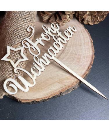 Merry Christmas Star Cake Topper - Wooden Cake Decoration for Christmas Celebrations - Buy Online on SooperMarket.com